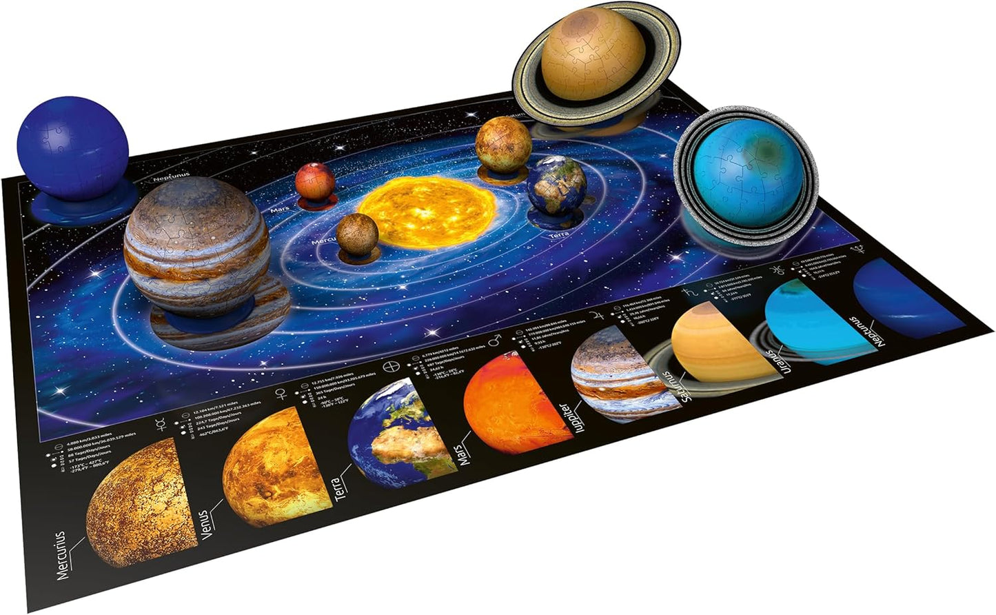 Solar System 540 Piece - 9 Planet 3D Jigsaw Puzzle Set for Kids & Adults | Easy Click Technology | Durable Material | Add a Splash of Color to Your Room Ages - No. 11668