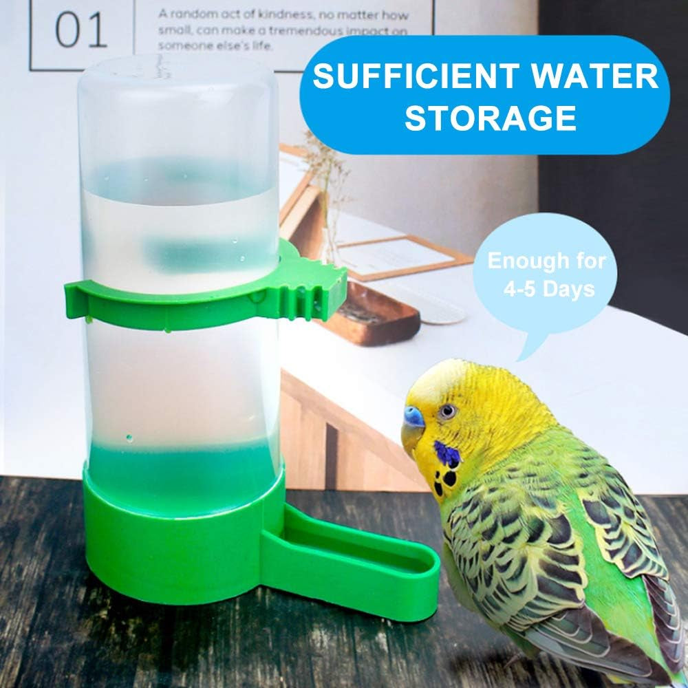Bird Feeder, Bird Water Dispenser for Cage, 2PCS Automatic Bird Water Feeder with 1PCS Food Feeder for Cage Pet Parrot Budgie Lovebirds Cockatiel Automatic Bird Feeder (2Pcs 60Ml + 1Pcs 150Ml)