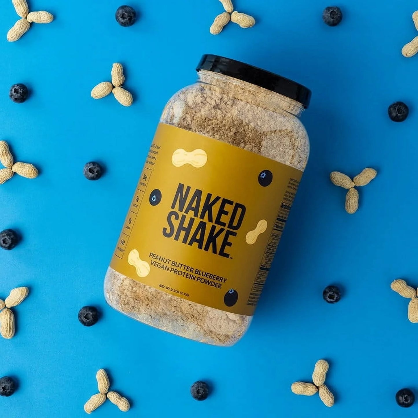 Naked Shake - Peanut Butter Blueberry Protein Powder, Plant Based Protein with Mct Oil, Gluten-Free, Soy-Free, No Gmos or Artificial Sweeteners - 30 Servings