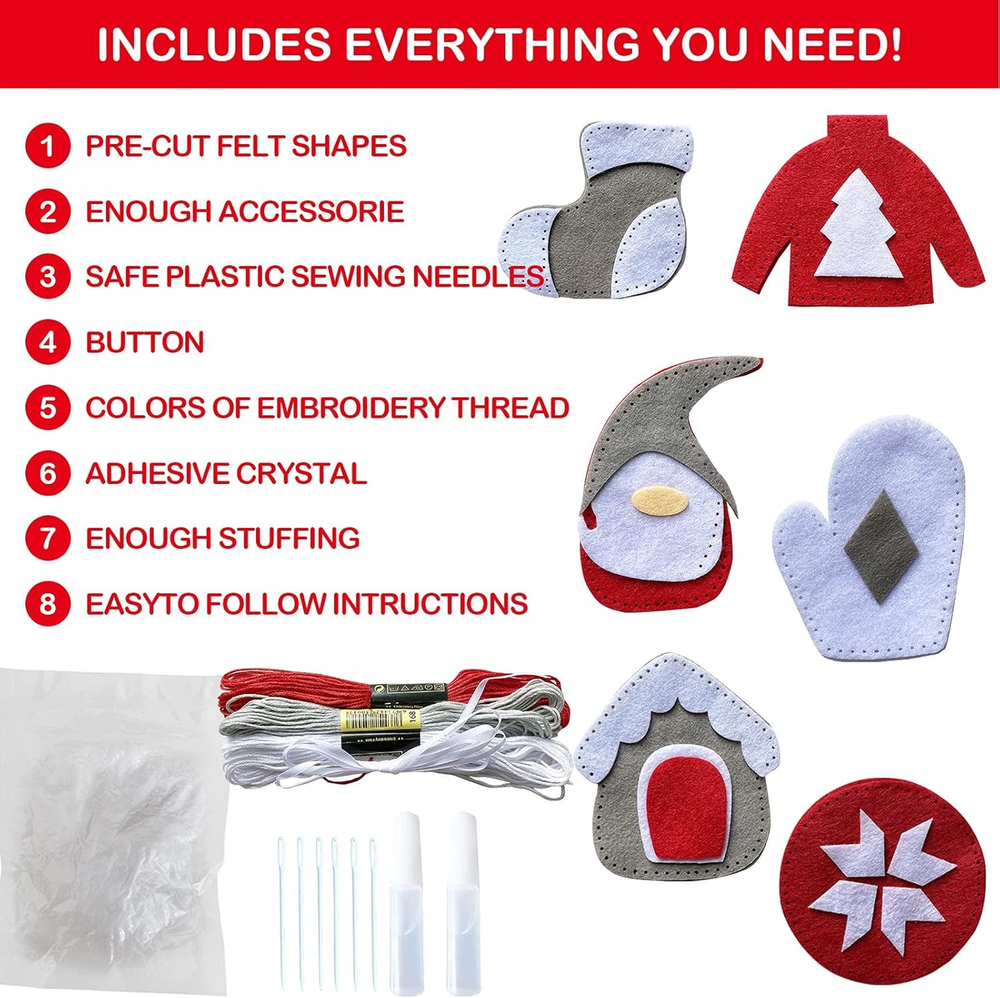 DIY Craft Sewing Kits for Christmas,Christmas Ornaments DIY Craft Kits for Kids (Christmas Ornaments DIY 1)