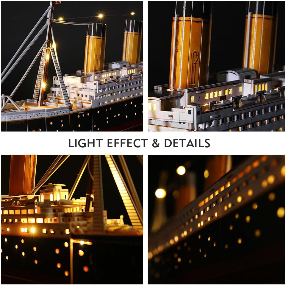 Titanic 3D LED Puzzles for Adults 88 CM 266 Pieces,Titanic Toys for Adults Teens, Home Decor Birthday Gifts Adults Easter Gifts Teacher Gifts