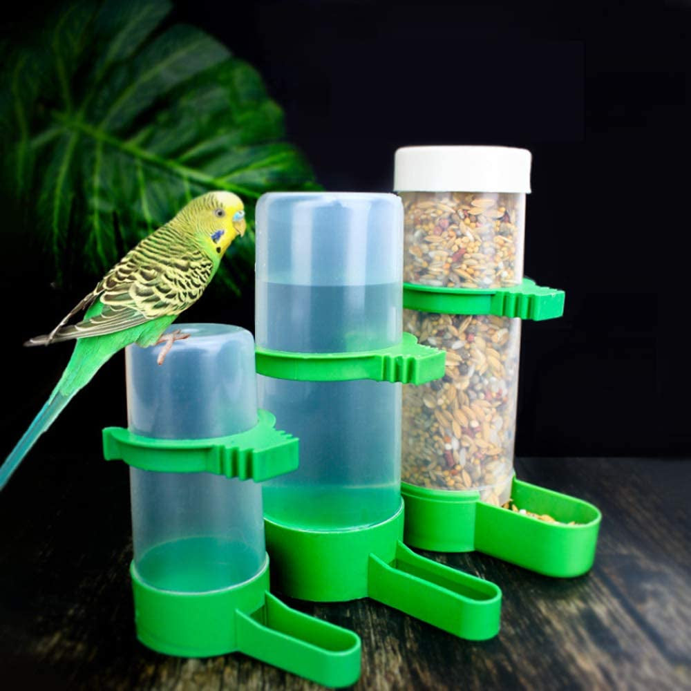 Bird Feeder, Bird Water Dispenser for Cage, 2PCS Automatic Bird Water Feeder with 1PCS Food Feeder for Cage Pet Parrot Budgie Lovebirds Cockatiel Automatic Bird Feeder (2Pcs 60Ml + 1Pcs 150Ml)
