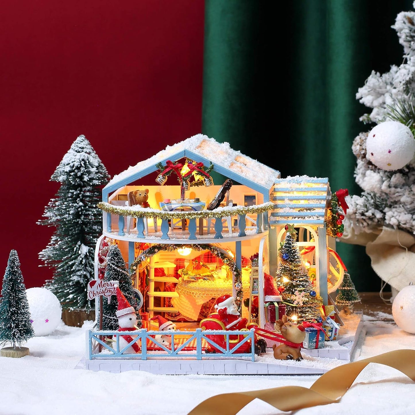 DIY Miniature Dollhouse Kit, Tiny House Kit with Music, Miniature House Kit 1:24 Scale, Great Handmade Crafts Gift for Birthday Easter, Christmas Night