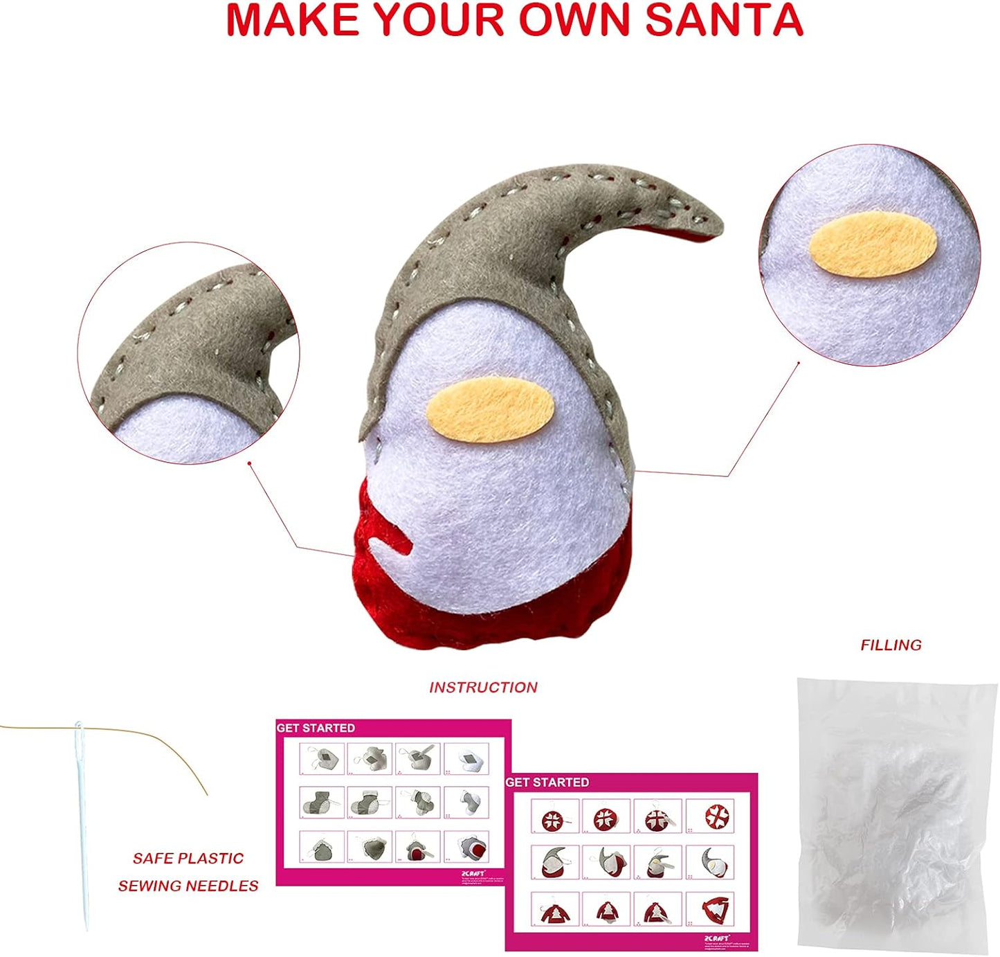 DIY Craft Sewing Kits for Christmas,Christmas Ornaments DIY Craft Kits for Kids (Christmas Ornaments DIY 1)