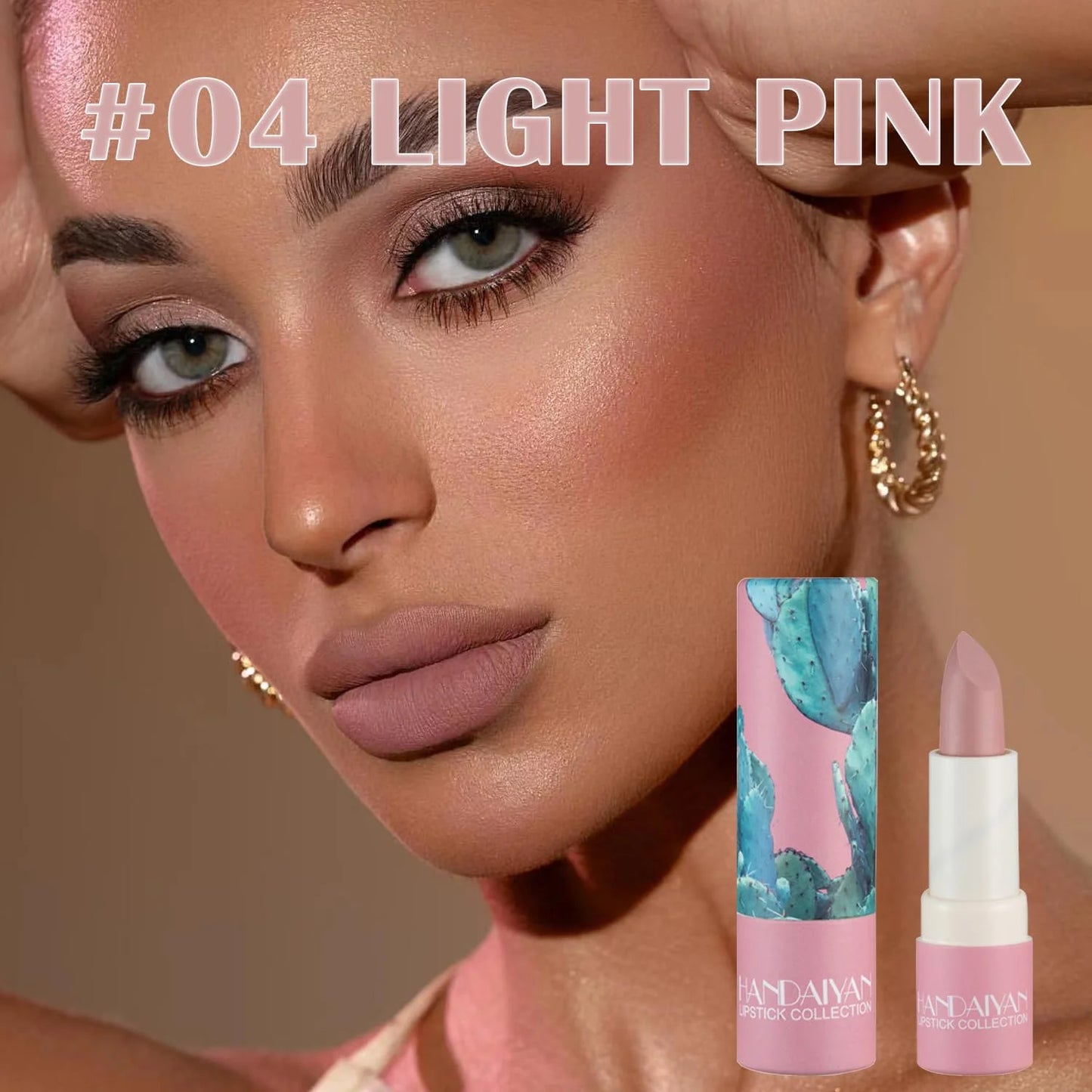 2 Colors Nude Matte Lipstick, Velvety Smooth Moisturizing Nude Paper Tube Vivid Lip Gloss Stain, Long Lasting Waterproof Non-Sticky Smudge-Proof Lipstick for Women Beauty Makeup