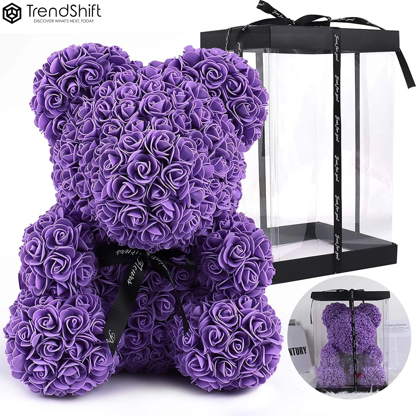 10-Inch Rose Flower Bear Gifts for Valentine'S Day,Mother'S Day,Christmas(Wine Red)