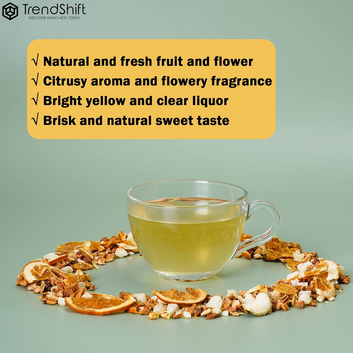 Satsuma Citrus Herbal Loose Leaf Tea, 20 CT Corn Fibre Pyramid Tea Bags - German Natural Non Caffeinated Tea for Kids with Fruits & Chrysanthemum - Brew Hot or Iced Tea