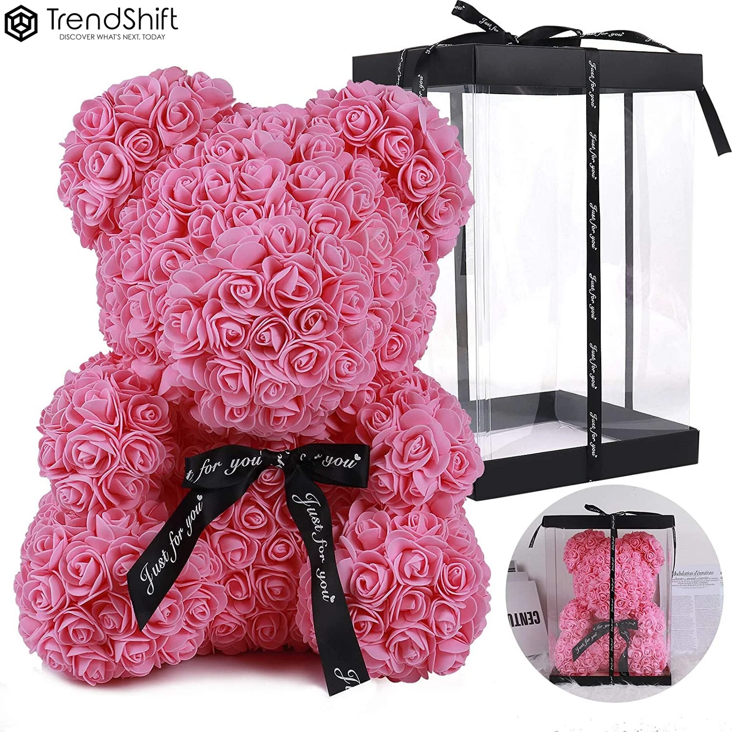 10-Inch Rose Flower Bear Gifts for Valentine'S Day,Mother'S Day,Christmas(Wine Red)