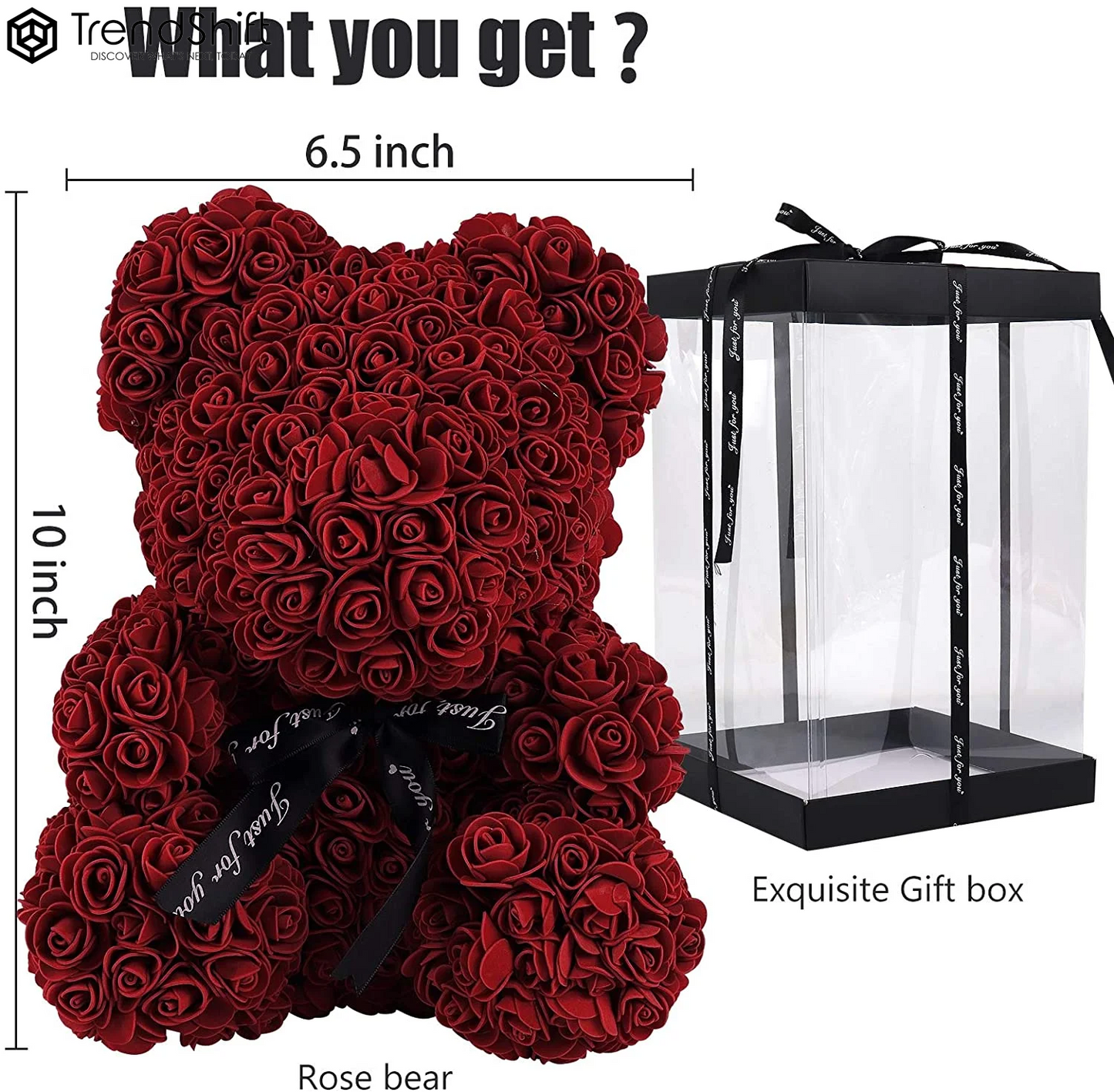 10-Inch Rose Flower Bear Gifts for Valentine'S Day,Mother'S Day,Christmas(Wine Red)