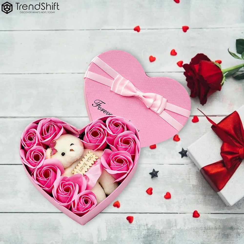 Mother'S Day Heart-Shaped Pink Rose Flower and Teddy Bear Gift Box: the Perfect Gift for Christmas, Valentine'S Day, Weddings, Anniversary, Birthday or Proposal