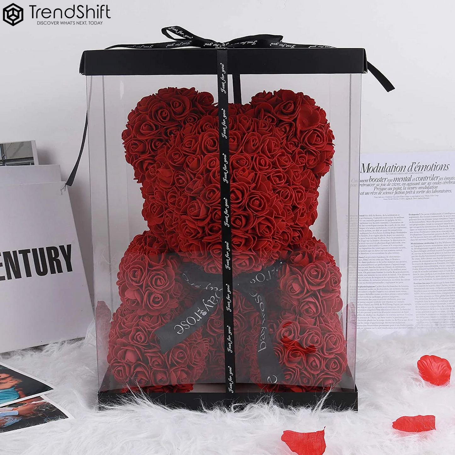 10-Inch Rose Flower Bear Gifts for Valentine'S Day,Mother'S Day,Christmas(Wine Red)