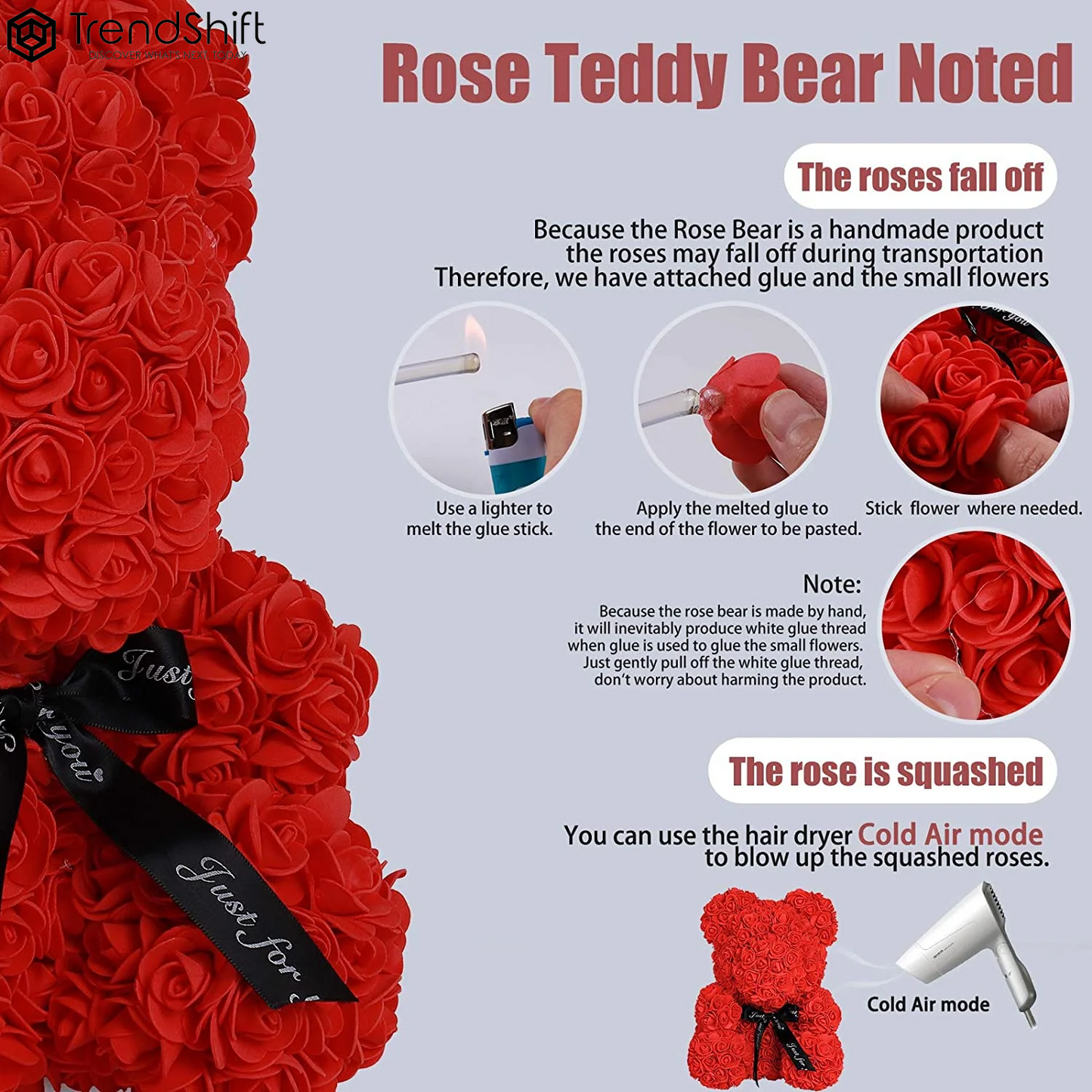 10-Inch Rose Flower Bear Gifts for Valentine'S Day,Mother'S Day,Christmas(Wine Red)