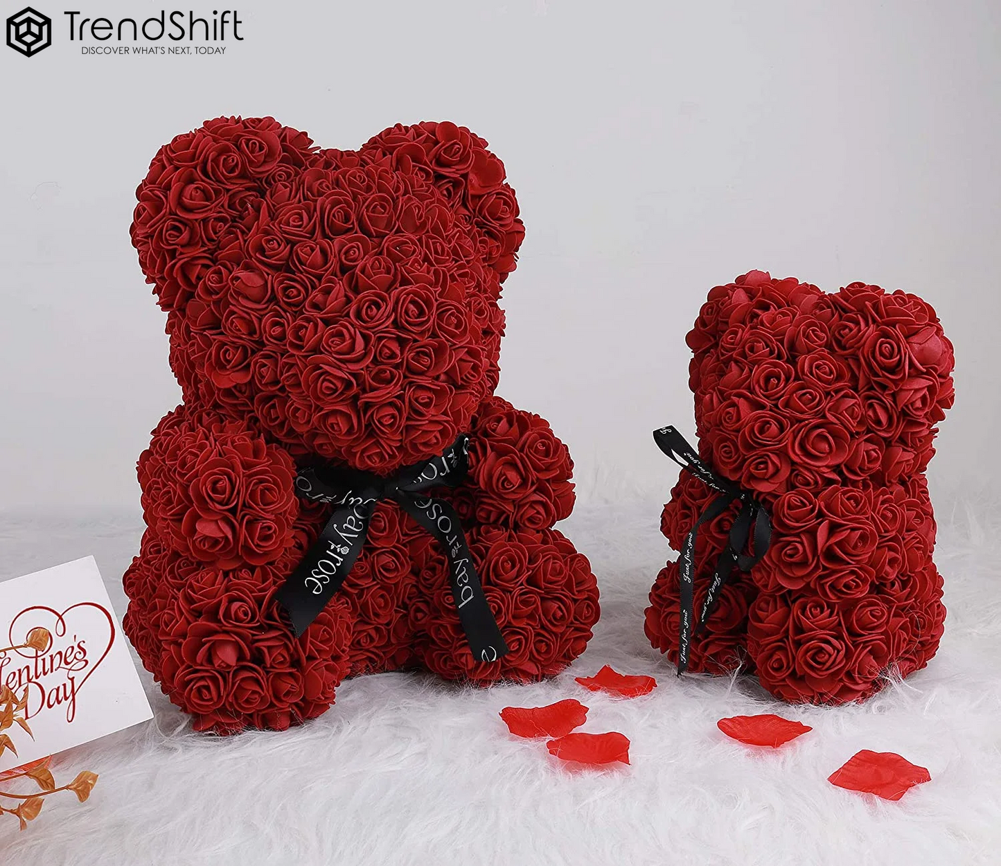 10-Inch Rose Flower Bear Gifts for Valentine'S Day,Mother'S Day,Christmas(Wine Red)