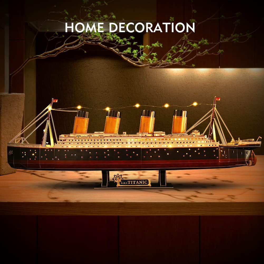 Titanic 3D LED Puzzles for Adults 88 CM 266 Pieces,Titanic Toys for Adults Teens, Home Decor Birthday Gifts Adults Easter Gifts Teacher Gifts