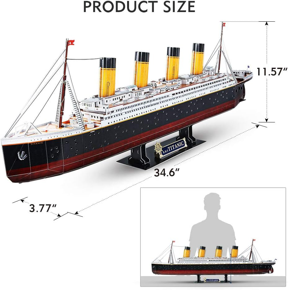 Titanic 3D LED Puzzles for Adults 88 CM 266 Pieces,Titanic Toys for Adults Teens, Home Decor Birthday Gifts Adults Easter Gifts Teacher Gifts
