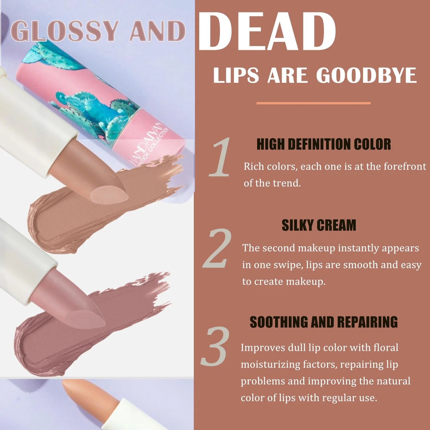 2 Colors Nude Matte Lipstick, Velvety Smooth Moisturizing Nude Paper Tube Vivid Lip Gloss Stain, Long Lasting Waterproof Non-Sticky Smudge-Proof Lipstick for Women Beauty Makeup