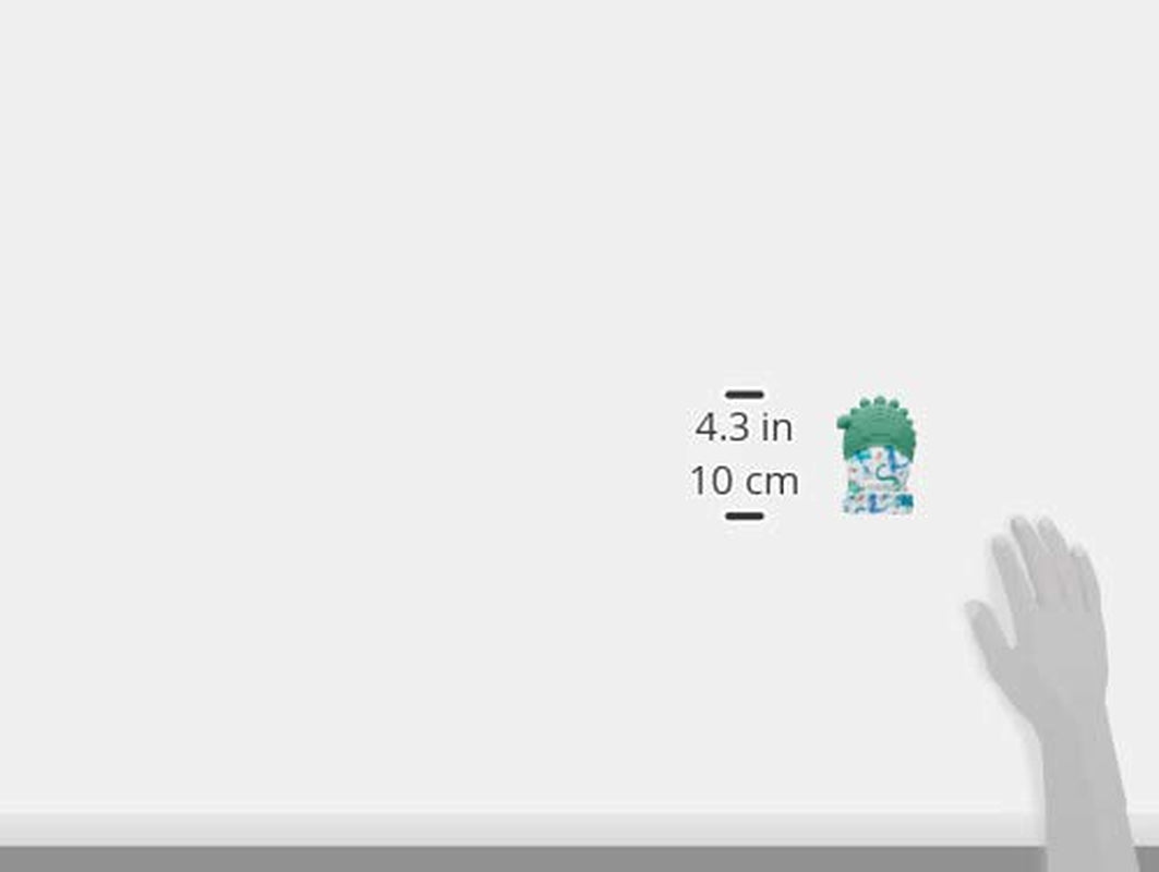 Silicone Teething Mitt - Soothing Infant Teething Mitten W/Adjustable Strap, Crinkle Sound, Textured Silicone, Soothes Sore & Swollen Gums, Baby Teething Toy for 3 Mos & Up, Green Dinosaur