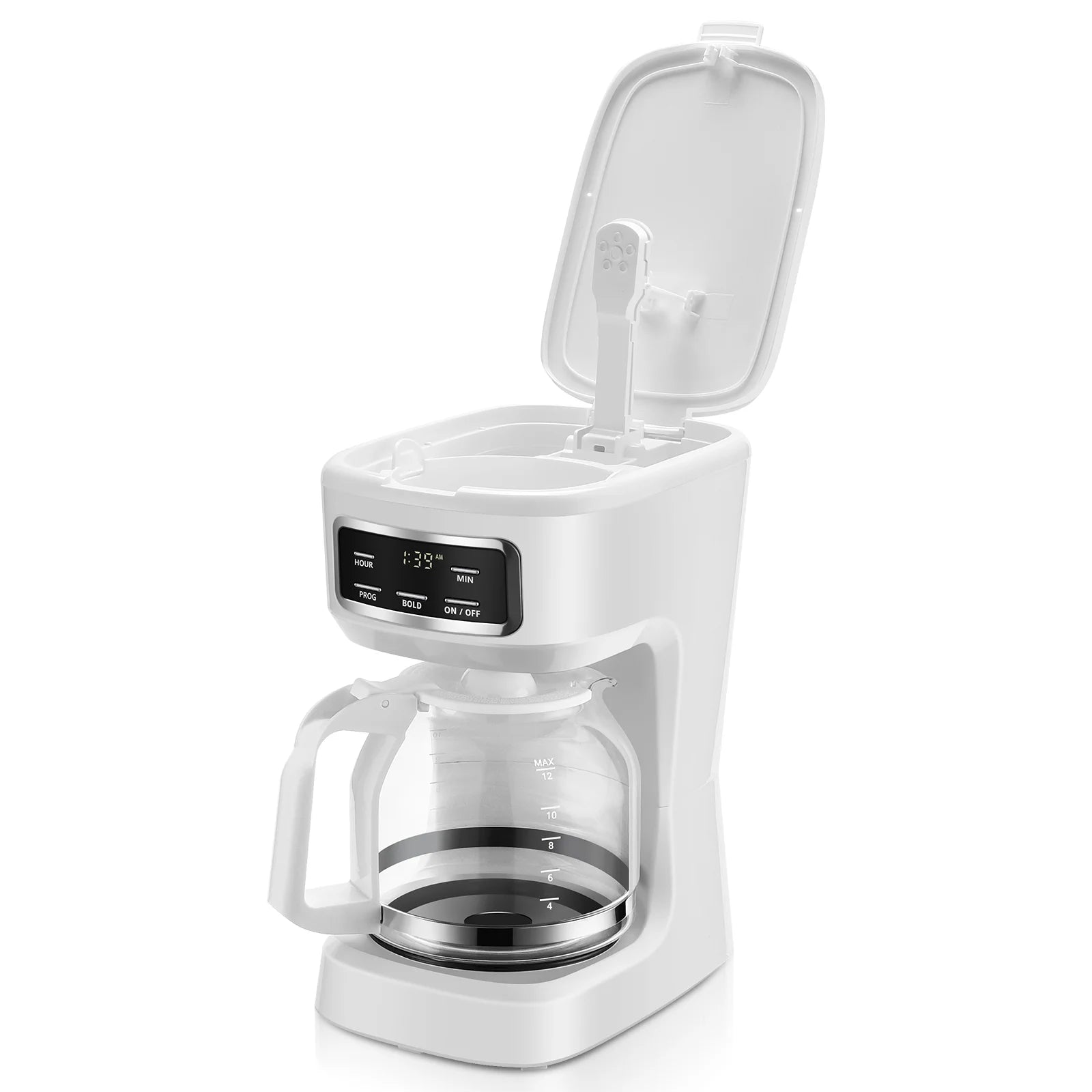 12 Cup Programmable Coffee Maker, 1.8 Liter Capacity, White