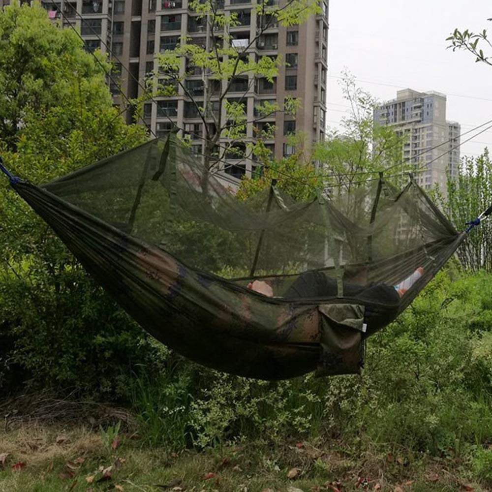 Camping Hammock with Net Netting, Single & Double Tree Hammock Net, Lightweight Nylon Portable Hammock for Backpacking, Camping, Travel, Beach, Yard Multi Color