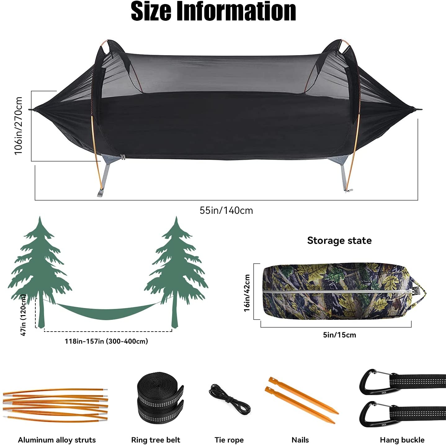 Camping Hammock with Mosquito Net and Rainfly Cover,Camping Hammock,Lightweight Portable Hammock,Waterproof Camping Hammock for Outdoor Backpacking Hiking Travel