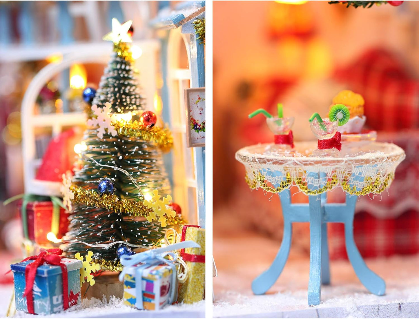 DIY Miniature Dollhouse Kit, Tiny House Kit with Music, Miniature House Kit 1:24 Scale, Great Handmade Crafts Gift for Birthday Easter, Christmas Night