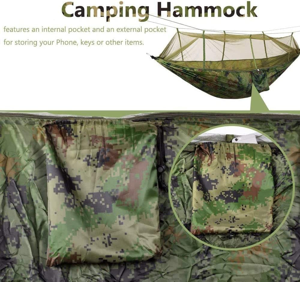 Camping Hammock with Net Netting, Single & Double Tree Hammock Net, Lightweight Nylon Portable Hammock for Backpacking, Camping, Travel, Beach, Yard Multi Color