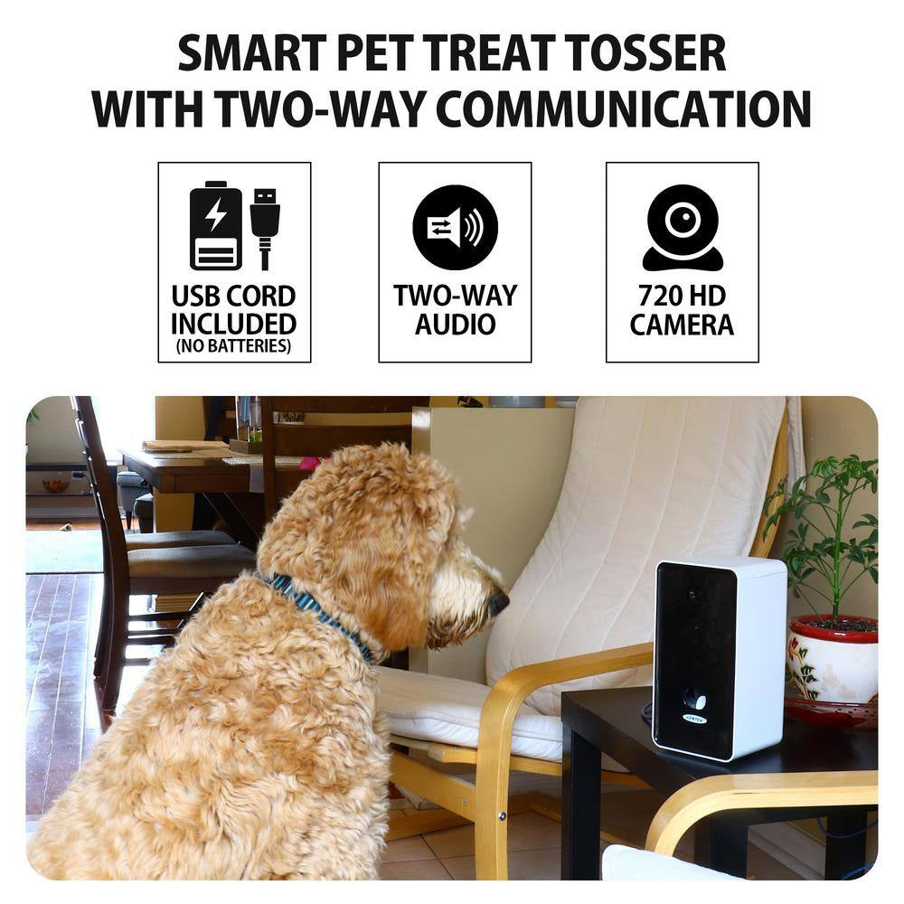 Smart Pet Treat Tosser with HD Camera, 2-Way Audio, 10 Oz Capacity, Free Smartphone App