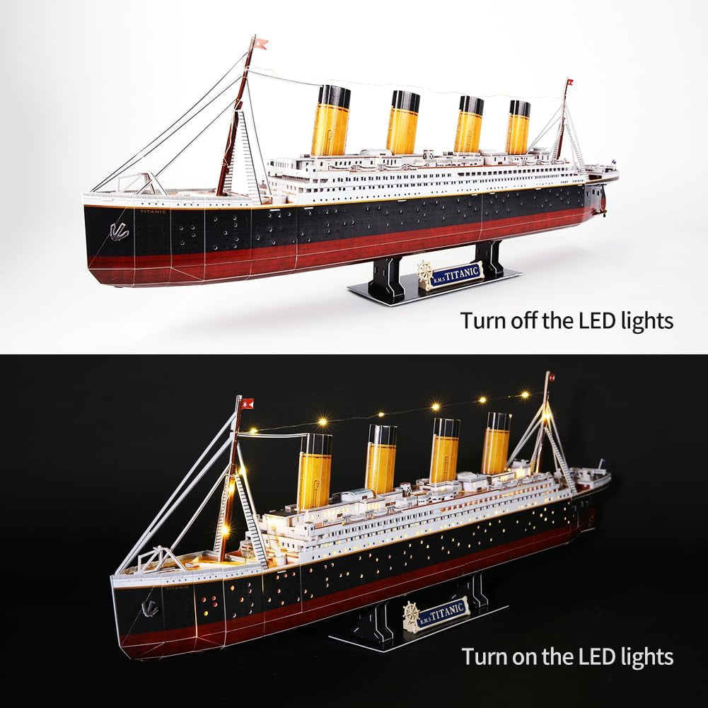 Titanic 3D LED Puzzles for Adults 88 CM 266 Pieces,Titanic Toys for Adults Teens, Home Decor Birthday Gifts Adults Easter Gifts Teacher Gifts