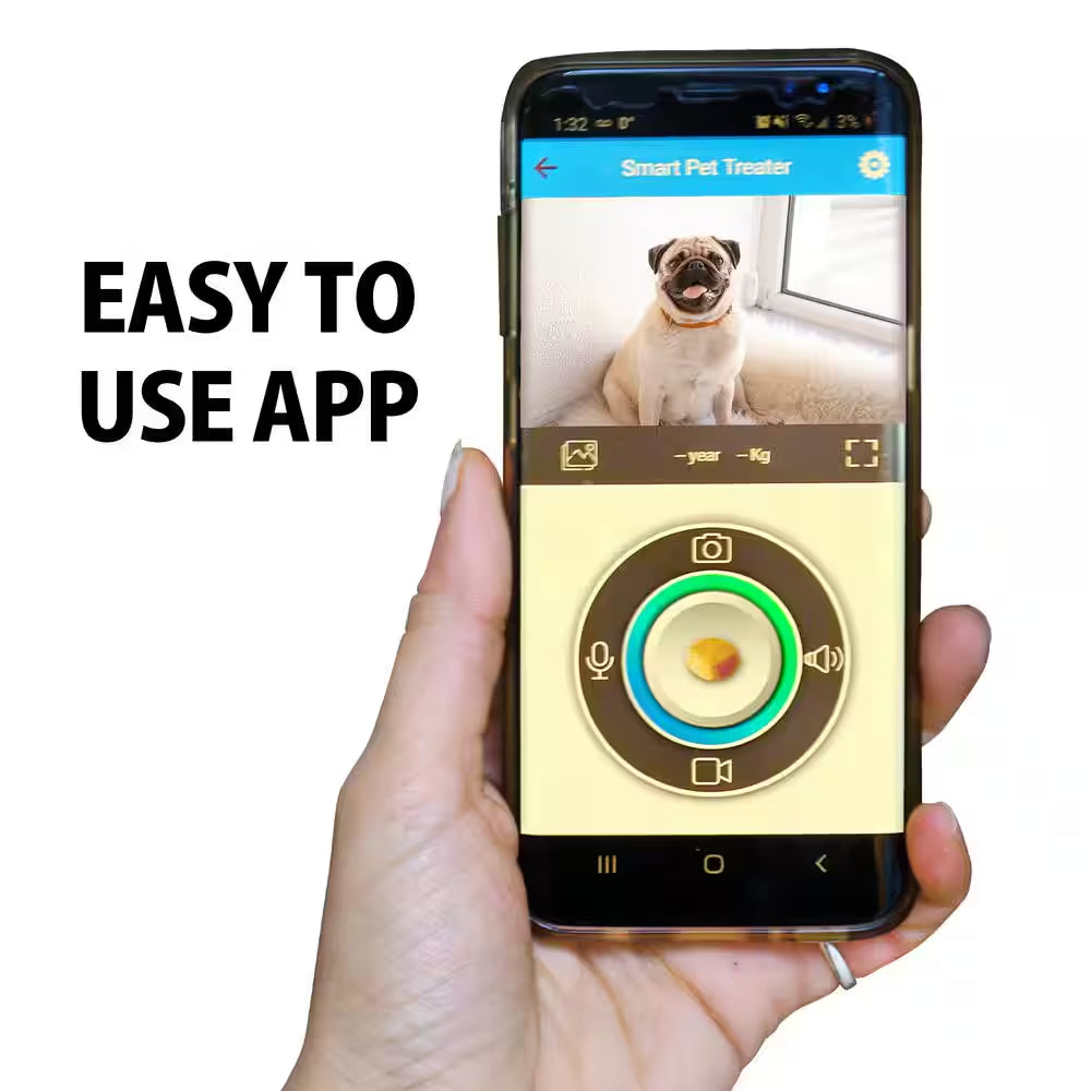 Smart Pet Treat Tosser with HD Camera, 2-Way Audio, 10 Oz Capacity, Free Smartphone App