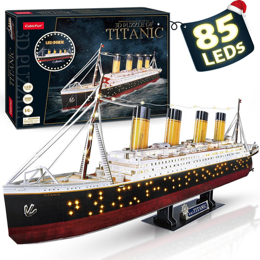 Titanic 3D LED Puzzles for Adults 88 CM 266 Pieces,Titanic Toys for Adults Teens, Home Decor Birthday Gifts Adults Easter Gifts Teacher Gifts