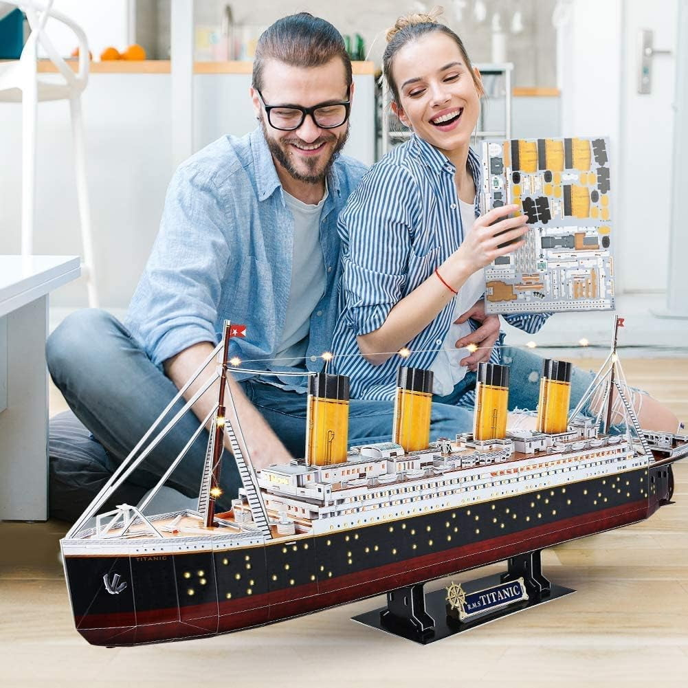 Titanic 3D LED Puzzles for Adults 88 CM 266 Pieces,Titanic Toys for Adults Teens, Home Decor Birthday Gifts Adults Easter Gifts Teacher Gifts
