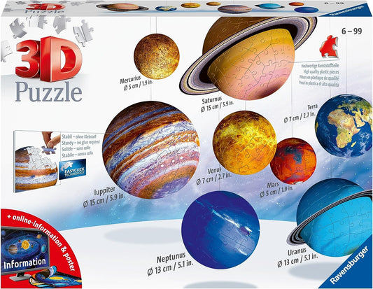 Solar System 540 Piece - 9 Planet 3D Jigsaw Puzzle Set for Kids & Adults | Easy Click Technology | Durable Material | Add a Splash of Color to Your Room Ages - No. 11668
