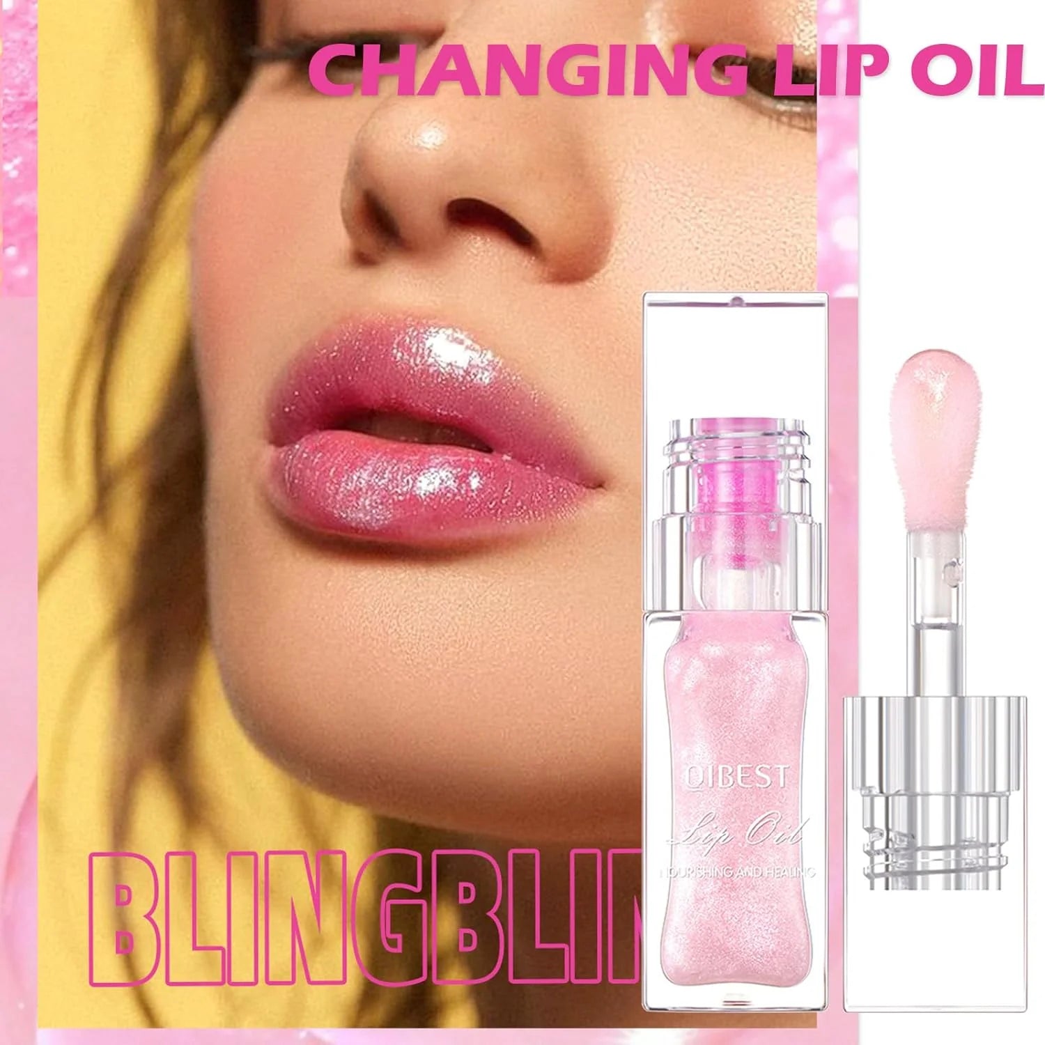 Magic Color Changing Moisturizing Lip Glow Oil, Plumping Glimmer Repair Lip Oil, Hydrating Lip Gloss Lightweight Lip Care Balm, Long Lasting Non-Sticky Fresh Smooth Texture Lip Oil