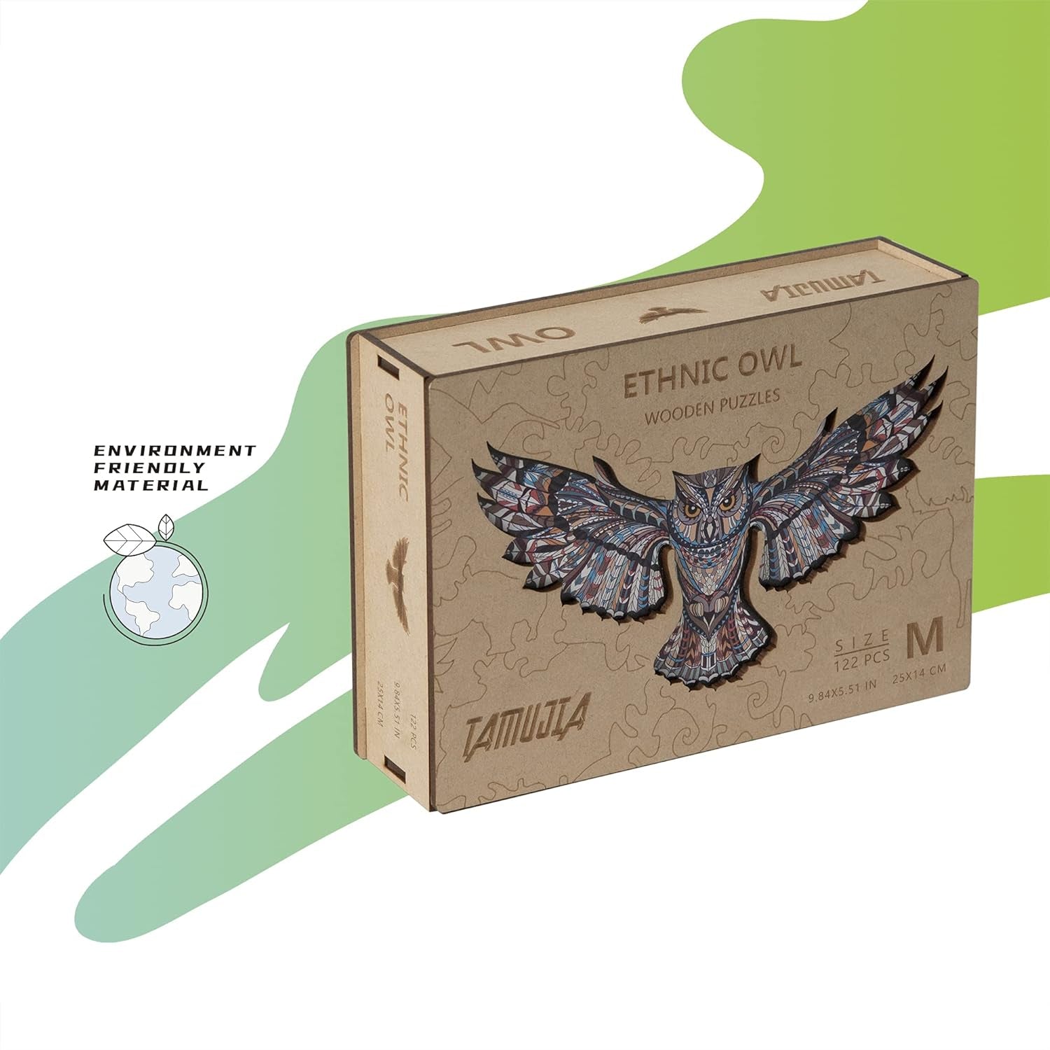 Wooden Jigsaw Puzzles for Adults, Beautiful Unique Family Owl Animal Shaped Puzzle 122 Pieces Best Gift for Adults and Kids, Small Size 9.84 × 5.51 in (25 × 14 Cm