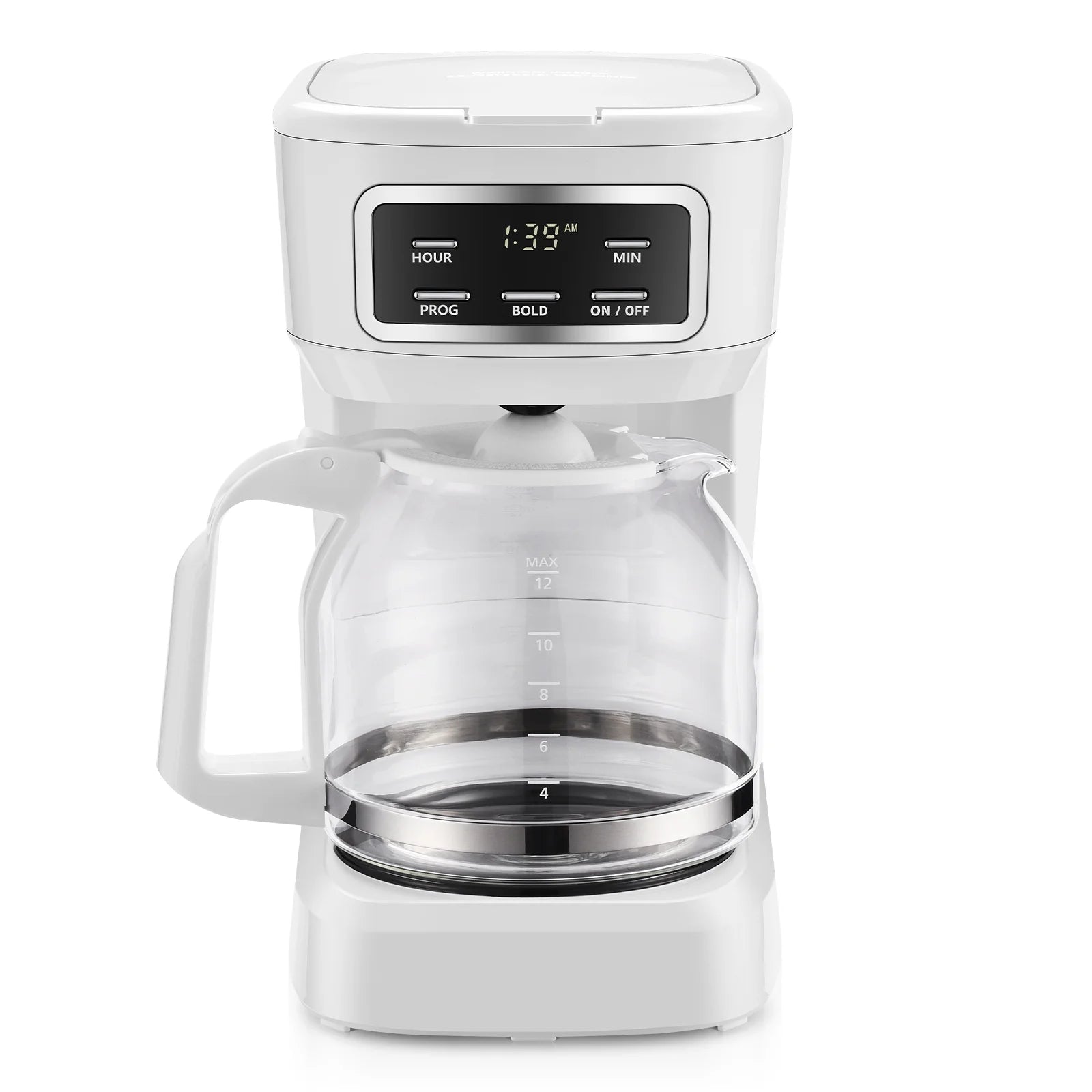 12 Cup Programmable Coffee Maker, 1.8 Liter Capacity, White
