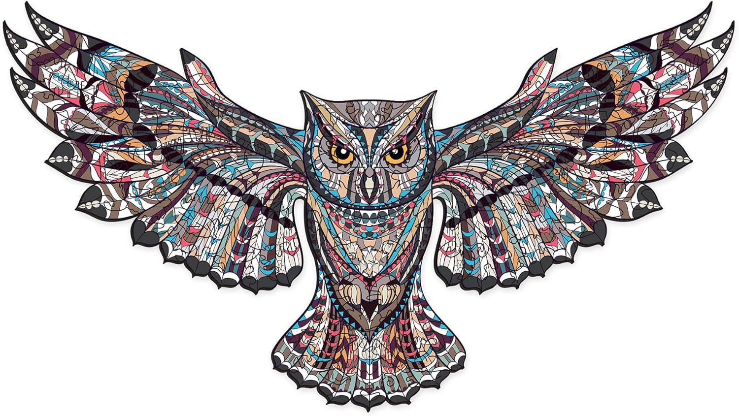 Wooden Jigsaw Puzzles for Adults, Beautiful Unique Family Owl Animal Shaped Puzzle 122 Pieces Best Gift for Adults and Kids, Small Size 9.84 × 5.51 in (25 × 14 Cm