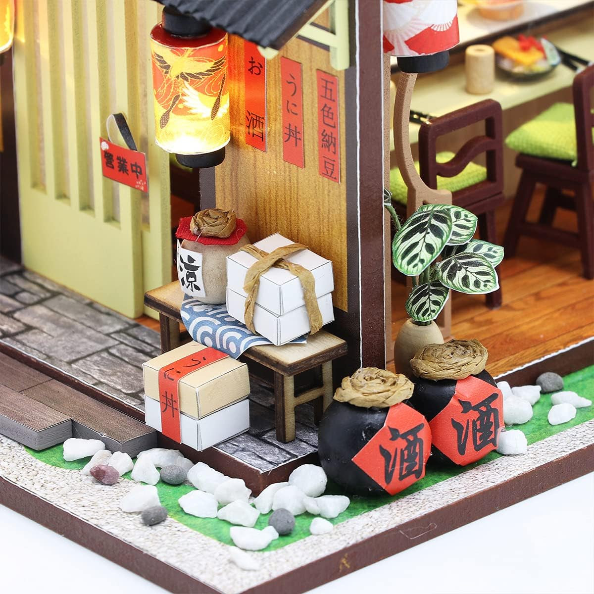 DIY Miniature Dollhouse Kit, Tiny House Kit with Furniture, Miniature House Kit 1:24 Scale Japanese Style Shop, Great Handmade Crafts Gift for Birthday Christmas Day